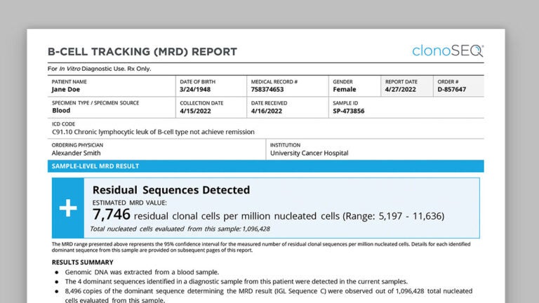 Preview of clonoSEQ Mrd Report