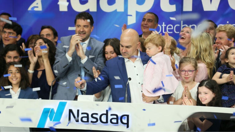 Harlan and Chad Robins at Nasdaq during the IPO