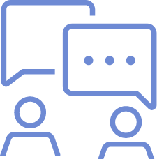Icons of people communicating